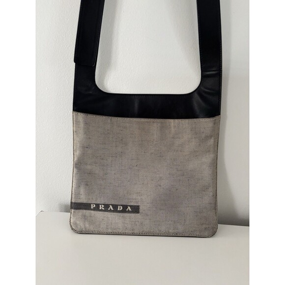 PRADA Crossbody Messenger Canvas Leather Bag Vintage SS1999 RARE Authentic - Picture 1 of 16
